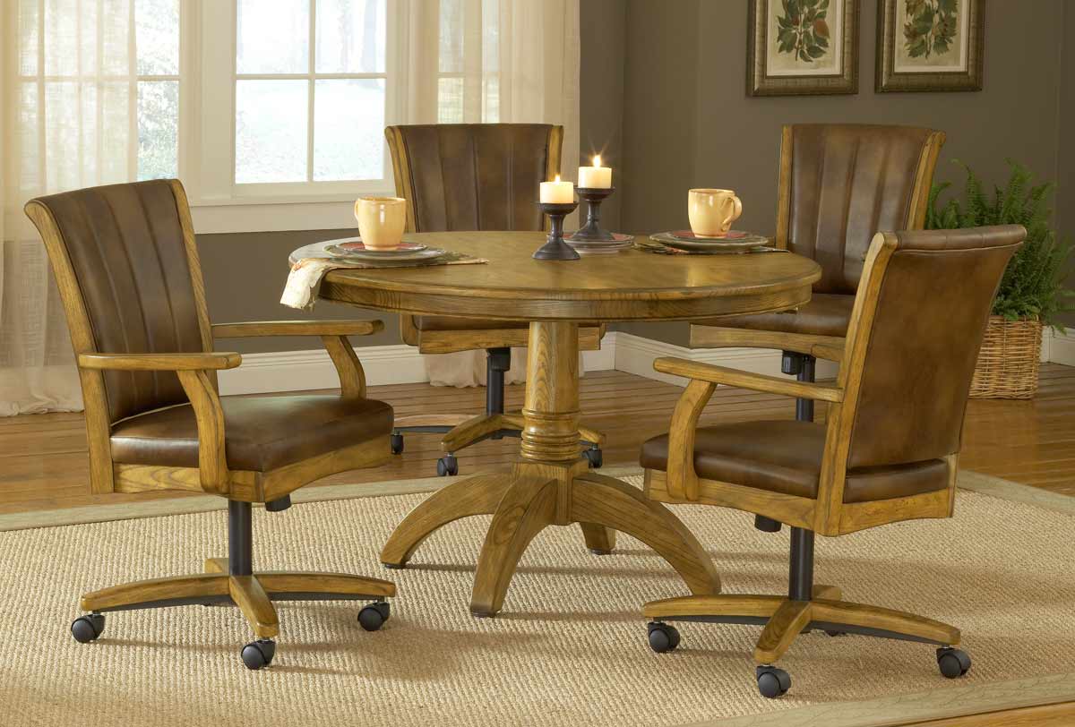 Hillsdale Grand Bay Round Dining Set with Caster Chair Oak