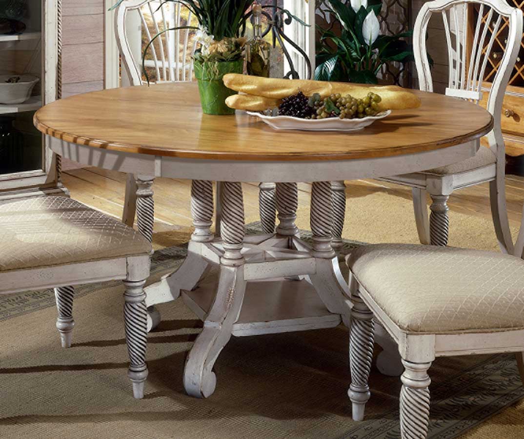 Hillsdale Wilshire Round Oval Dining Table Antique White 4508